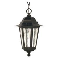 View 1 Light 13" Textured Black Clear Seeded Glass Shade Hanging Lantern Light Fixture