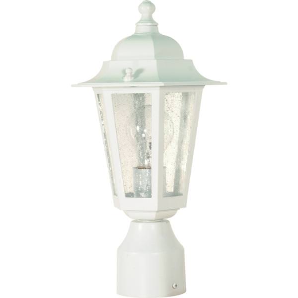1 Light 14" White Clear Seeded Glass Shade Post Lantern Light Fixture