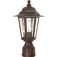 View 1 Light 14" Old Bronze Clear Seeded Glass Shade Post Lantern Light Fixture