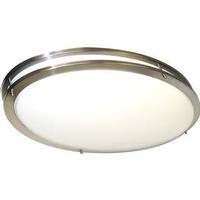 View 2 Light Brushed Nickel White Plastic Shade Ceiling Light Fixture