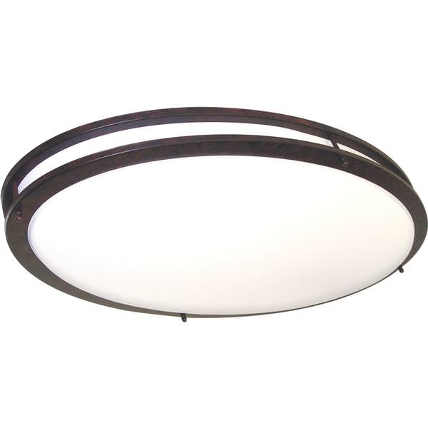 2 Light Old Bronze White Plastic Shade Ceiling Light Fixture
