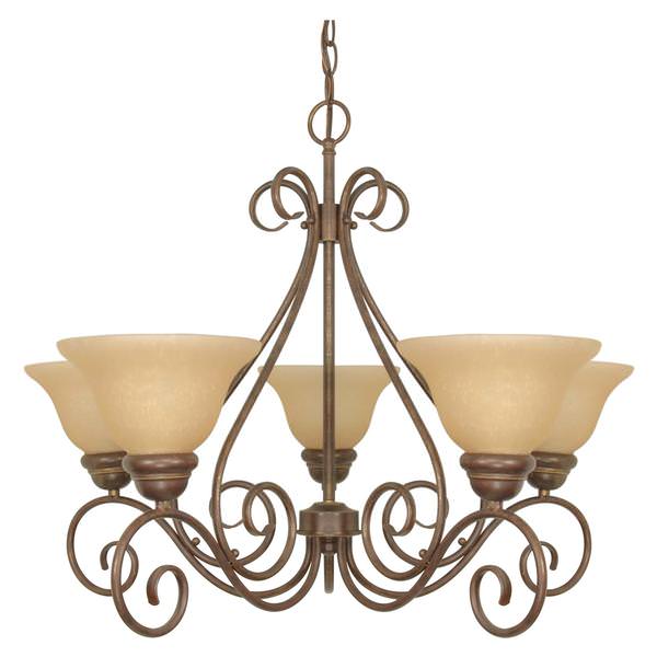 5 Light Sonoma Bronze Champagne Glass Shades Chandelier Light Fixture