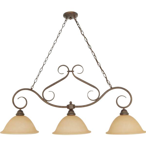 3 Light Sonoma Bronze Champagne Glass Shade Island Pendant Light Fixture