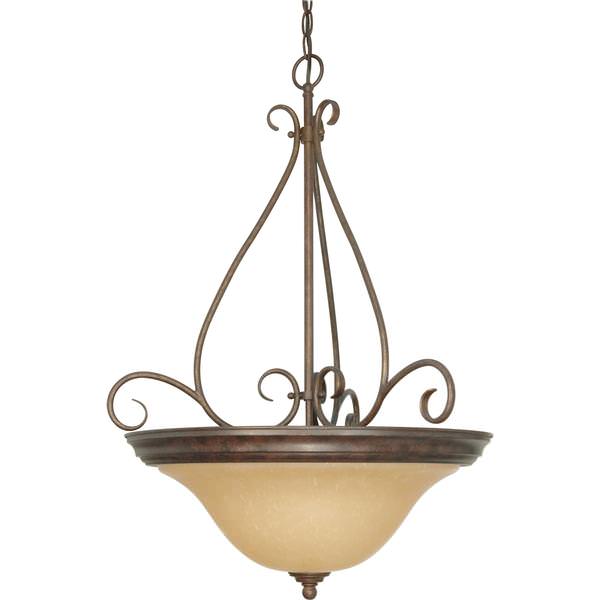3 Light Sonoma Bronze Champagne Glass Shade Pendant Light Fixture