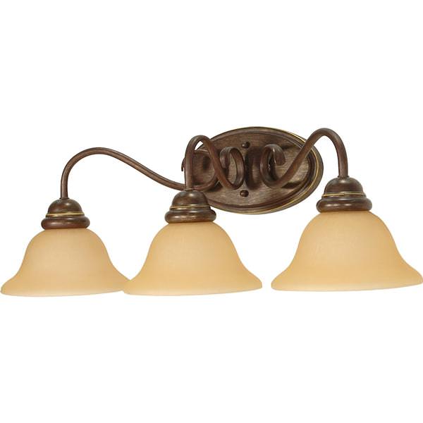 3 Light Sonoma Bronze Champagne Glass Shades Vanity Light Fixture