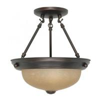 Nuvo Lighting 2 Light Mahogany Bronze Champagne Washed Linen Glass Shade Ceiling Light Fixture