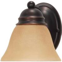 Nuvo Lighting 1 Light Mahogany Bronze Champagne Washed Linen Glass Shade Vanity Light Fixture