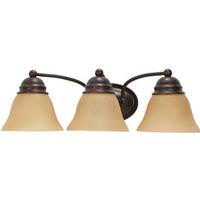 View 3 Light Mahogany Bronze Champagne Washed Linen Glass Shades Vanity Light Fixture