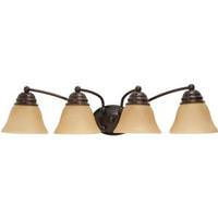 View 4 Light Mahogany Bronze Champagne Washed Linen Glass Shades Vanity Light Fixture