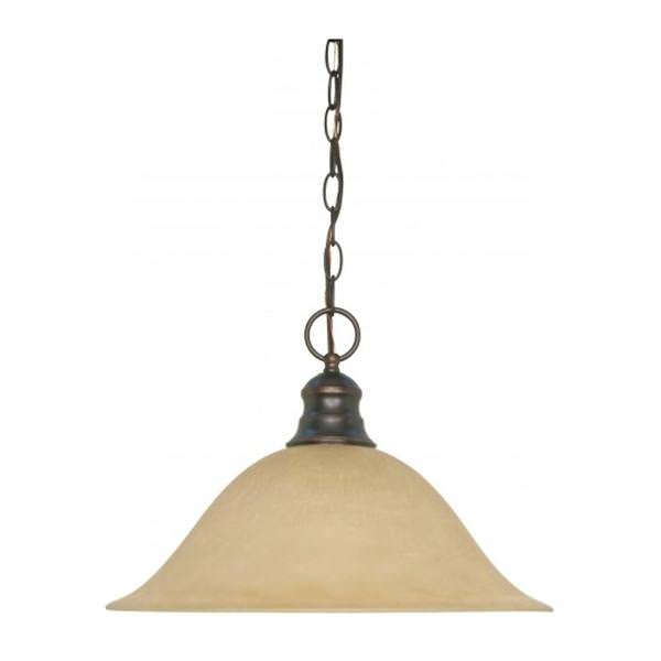 1 Light Mahogany Bronze Champagne Washed Linen Glass Shade Pendant Light Fixture