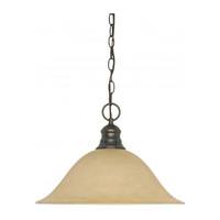 Nuvo Lighting 1 Light Mahogany Bronze Champagne Washed Linen Glass Shade Pendant Light Fixture