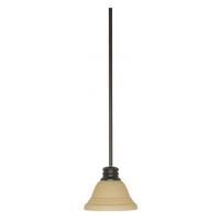 View 1 Light Mahogany Bronze Champagne Washed Linen Glass Shade Mini Pendant Light Fixture