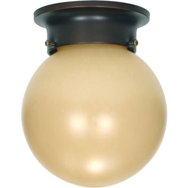 1 Light Mahogany Bronze Champagne Washed Linen Glass Ball Shade Ceiling Light Fixture