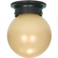 Nuvo Lighting 1 Light Mahogany Bronze Champagne Washed Linen Glass Ball Shade Ceiling Light Fixture