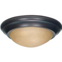 Nuvo Lighting 1 Light 11" Round Mahogany Bronze Champagne Washed Linen Glass Shade Ceiling Light Fixture