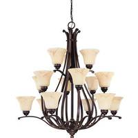 View 15 Light Copper Espresso Honey Marble Glass Shades Chandelier Light Fixture