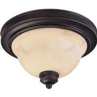 View 2 Light 11" Round Copper Espresso Honey Marble Glass Shade Ceiling Light Fixture