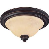 View 2 Light 13" Round Copper Espresso Honey Marble Glass Shade Ceiling Light Fixture