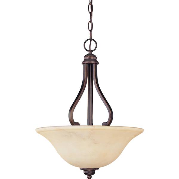 3 Light Copper Espresso Honey Marble Glass Shade Pendant Light Fixture