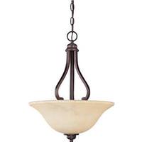 View 3 Light Copper Espresso Honey Marble Glass Shade Pendant Light Fixture