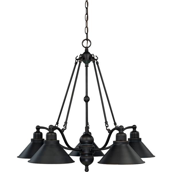 5 Light Mission Dust Bronze Metal Shades Chandelier Light Fixture