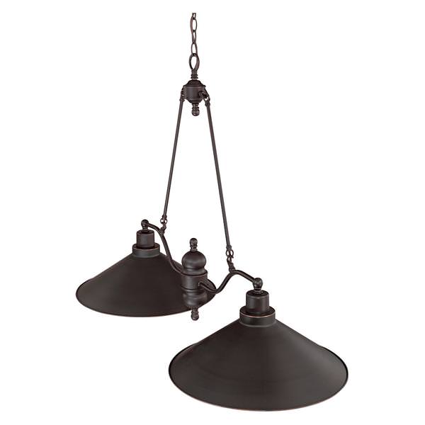 2 Light Mission Dust Bronze Metal Shade Island Pendant Light Fixture