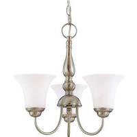View 3 Light Brushed Nickel White Satin Glass Shades Chandelier Light Fixture