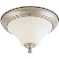 View 1 Light 11" Round Brushed Nickel White Satin Glass Shade Ceiling Light Fixture