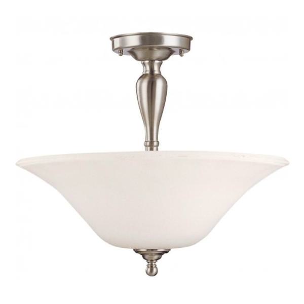 3 Light Brushed Nickel White Satin Glass Shade Ceiling Light Fixture