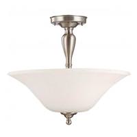 View 3 Light Brushed Nickel White Satin Glass Shade Ceiling Light Fixture