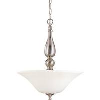 View 3 Light Brushed Nickel White Satin Glass Shade Pendant Light Fixture
