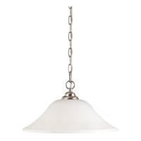 View 1 Light Brushed Nickel White Satin Glass Shade Pendant Light Fixture