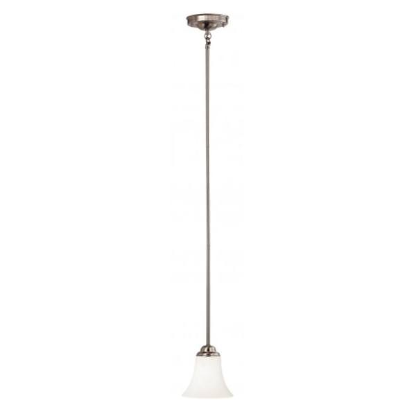 1 Light Brushed Nickel White Satin Glass Shade Mini Pendant Light Fixture