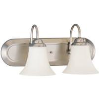 View 2 Light Brushed Nickel White Satin Glass Shades Vanity Light Fixture