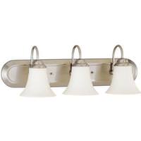 View 3 Light Brushed Nickel White Satin Glass Shades Vanity Light Fixture