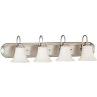 View 4 Light Brushed Nickel White Satin Glass Shades Vanity Light Fixture