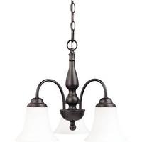 View 3 Light Dark Chocolate Bronze White Satin Glass Shades Chandelier Light Fixture