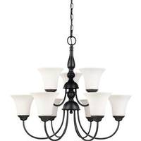 View 9 Light Dark Chocolate Bronze White Satin Glass Shades Chandelier Light Fixture