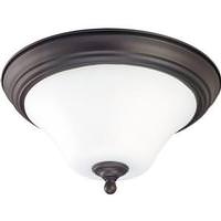 View 1 Light 11" Round Dark Chocolate Bronze White Satin Glass Shade Ceiling Light Fixture