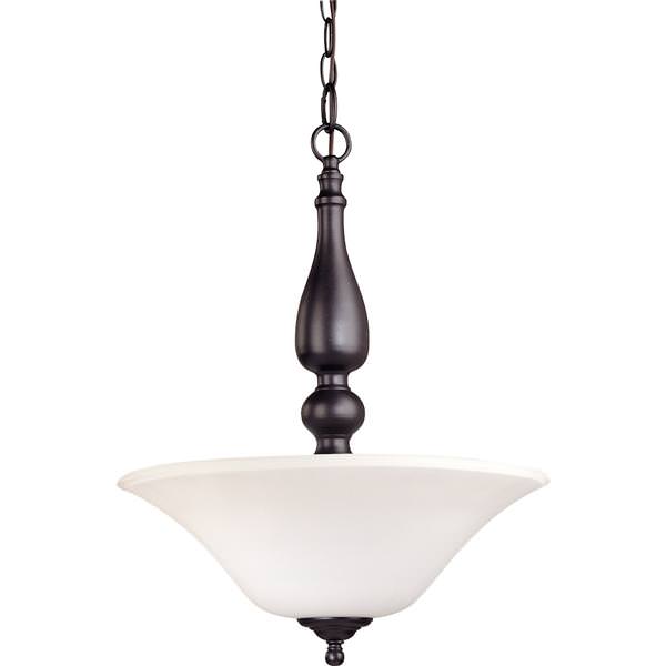 3 Light Dark Chocolate Bronze White Satin Glass Shade Ceiling Light Fixture