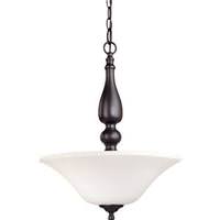 View 3 Light Dark Chocolate Bronze White Satin Glass Shade Ceiling Light Fixture