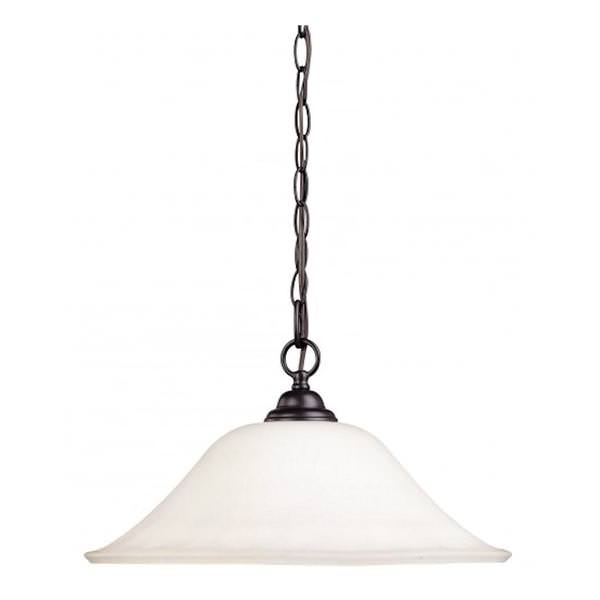 1 Light Dark Chocolate Bronze White Satin Glass Shade Pendant Light Fixture