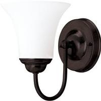 View 1 Light Dark Chocolate Bronze White Satin Glass Shade Vanity Light Fixture