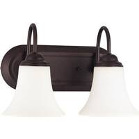 View 2 Light Dark Chocolate Bronze White Satin Glass Shades Vanity Light Fixture