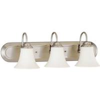 View 3 Light Brushed Nickel White Satin Glass Shades Vanity Light Fixture