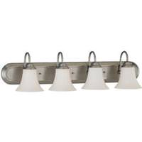 View 4 Light Brushed Nickel White Satin Glass Shades Vanity Light Fixture