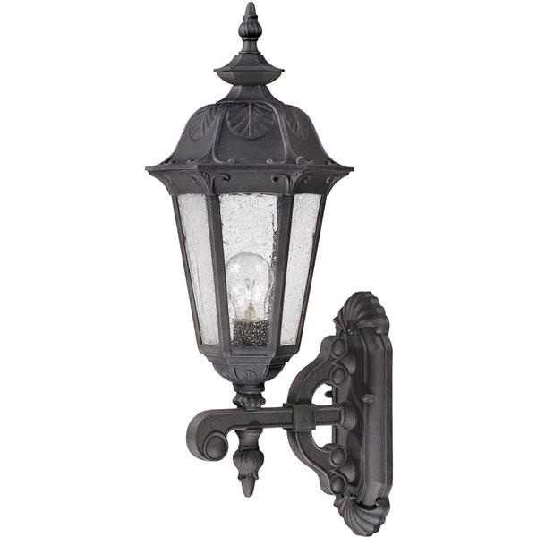 1 Light 9" Satin Iron Ore Seeded Mist Glass Shade Outdoor Wall Lantern Light Fixture