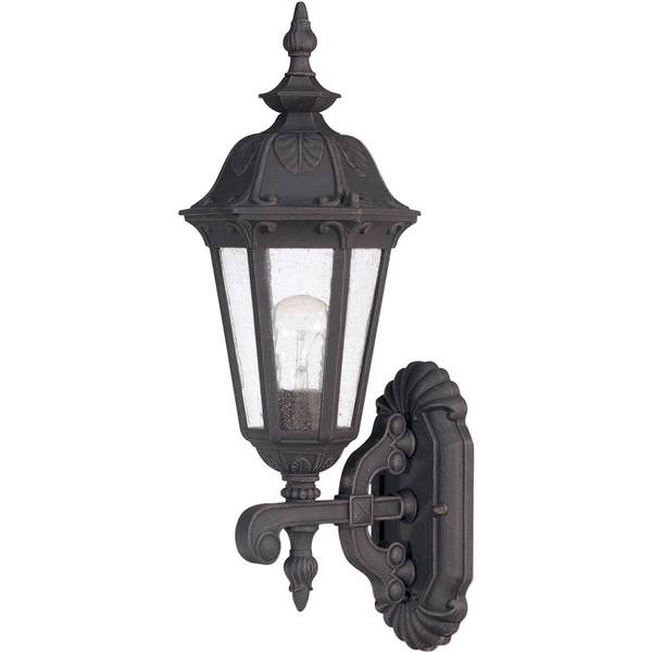 1 Light 7" Satin Iron Ore Seeded Mist Glass Shade Outdoor Wall Lantern Light Fixture