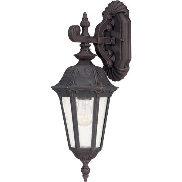 1 Light 7" Satin Iron Ore Seeded Mist Glass Shade Outdoor Wall Lantern Light Fixture