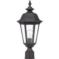 View 1 Light 9" Satin Iron Ore Seeded Mist Glass Shade Post Lantern Light Fixture